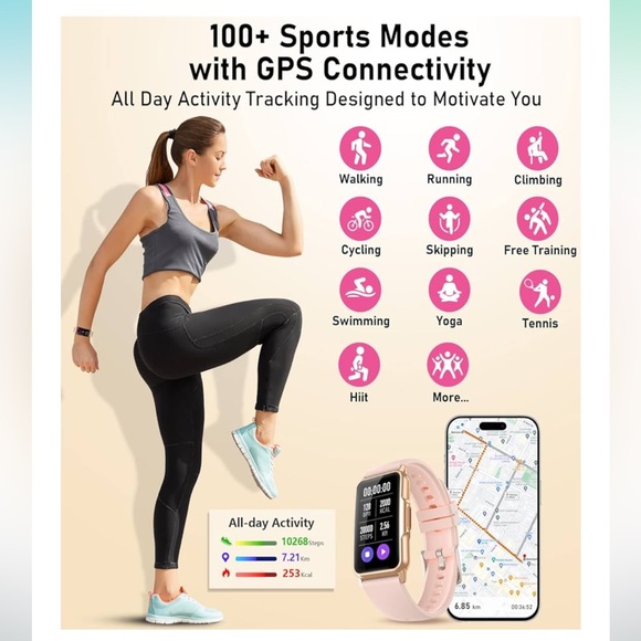 Smartwatch with Pink Strap - Picture 5 of 16